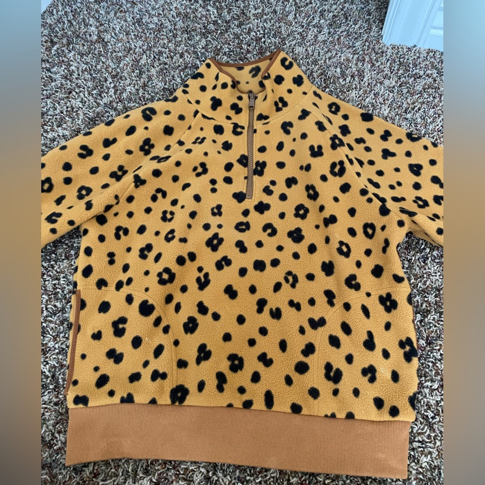 Leopard print madewell half zip